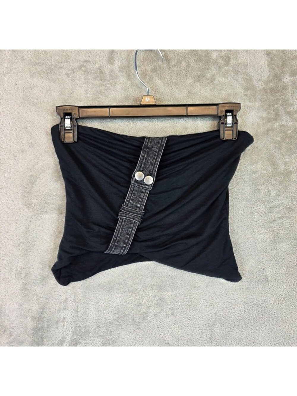 I.AM.GIA Tank Top Womens XS Black Off Shoulder Cropped Strapless Tube Party